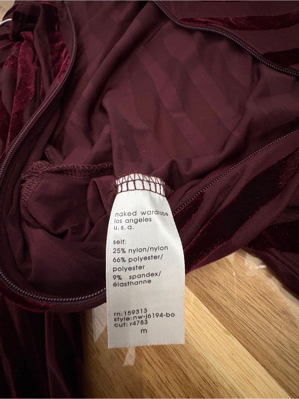 NWT Sz M Naked Wardrobe Burnout Closed Toe Jumpsuit Zebra in Dark Plum Burgundy - Picture 14 of 14